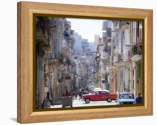 View Along Congested Street in Havana Centro, Cuba-Lee Frost-Framed Premier Image Canvas