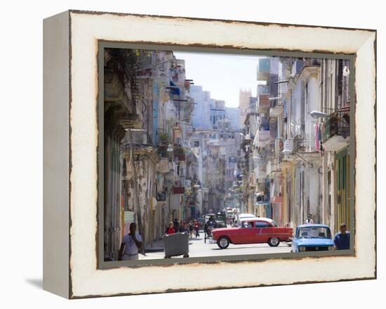 View Along Congested Street in Havana Centro, Cuba-Lee Frost-Framed Premier Image Canvas