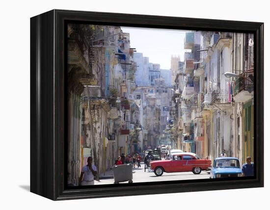 View Along Congested Street in Havana Centro, Cuba-Lee Frost-Framed Premier Image Canvas