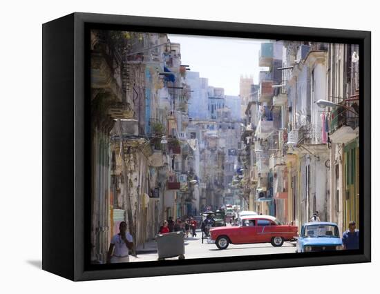 View Along Congested Street in Havana Centro, Cuba-Lee Frost-Framed Premier Image Canvas