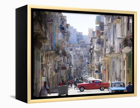 View Along Congested Street in Havana Centro, Cuba-Lee Frost-Framed Premier Image Canvas