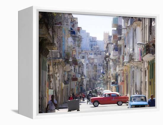 View Along Congested Street in Havana Centro, Cuba-Lee Frost-Framed Premier Image Canvas