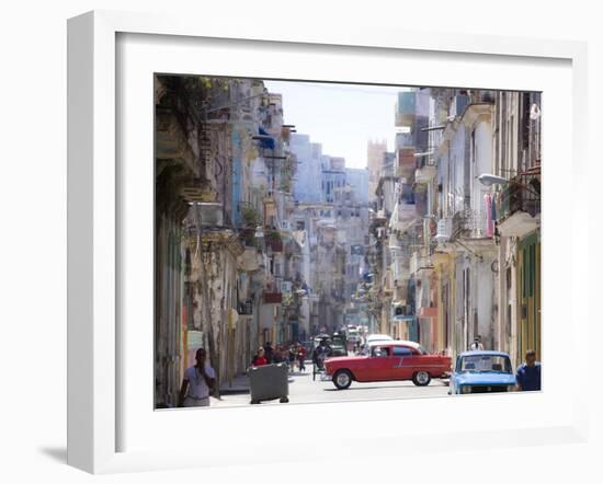 View Along Congested Street in Havana Centro, Cuba-Lee Frost-Framed Photographic Print