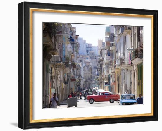 View Along Congested Street in Havana Centro, Cuba-Lee Frost-Framed Photographic Print