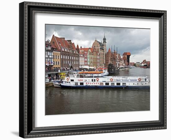 View Along River Motlawa Showing Harbour and Old Hanseatic Architecture, Gdansk, Pomerania, Poland-Adina Tovy-Framed Photographic Print