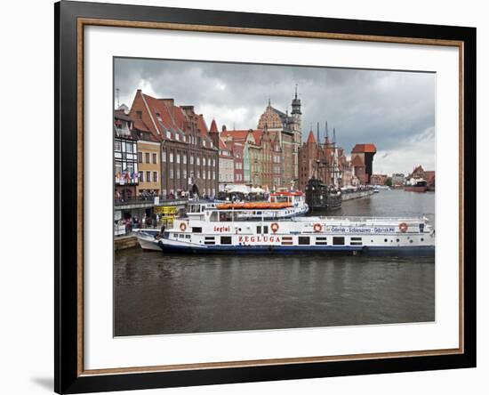 View Along River Motlawa Showing Harbour and Old Hanseatic Architecture, Gdansk, Pomerania, Poland-Adina Tovy-Framed Photographic Print