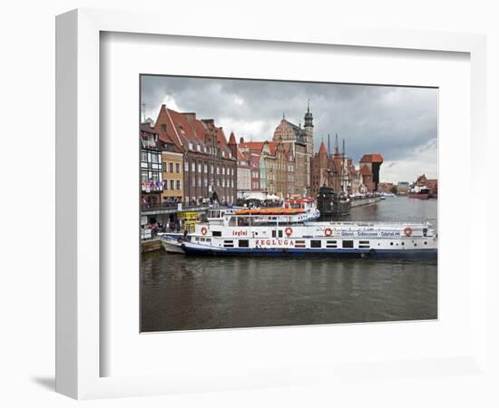 View Along River Motlawa Showing Harbour and Old Hanseatic Architecture, Gdansk, Pomerania, Poland-Adina Tovy-Framed Photographic Print