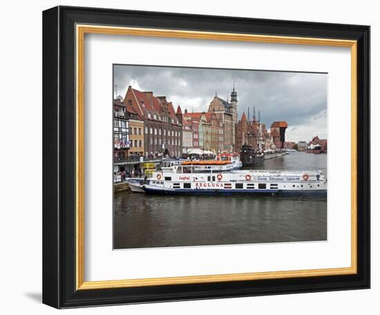 View Along River Motlawa Showing Harbour and Old Hanseatic Architecture, Gdansk, Pomerania, Poland-Adina Tovy-Framed Photographic Print