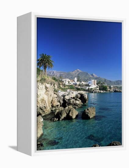 View Along Rock Coast to Town and Mountains, Nerja, Malaga, Andalucia, Spain, Mediterranean-Ruth Tomlinson-Framed Premier Image Canvas