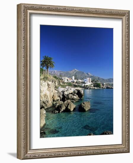 View Along Rock Coast to Town and Mountains, Nerja, Malaga, Andalucia, Spain, Mediterranean-Ruth Tomlinson-Framed Photographic Print