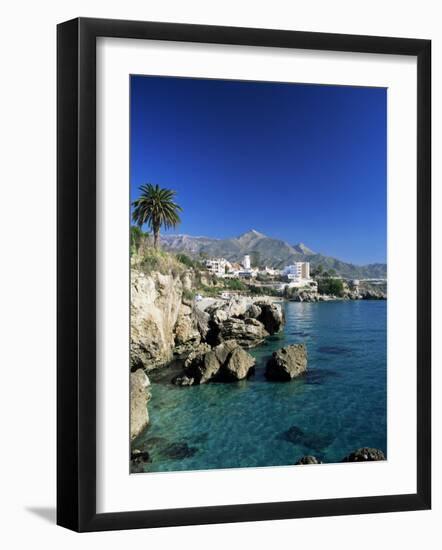 View Along Rock Coast to Town and Mountains, Nerja, Malaga, Andalucia, Spain, Mediterranean-Ruth Tomlinson-Framed Photographic Print