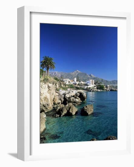 View Along Rock Coast to Town and Mountains, Nerja, Malaga, Andalucia, Spain, Mediterranean-Ruth Tomlinson-Framed Photographic Print