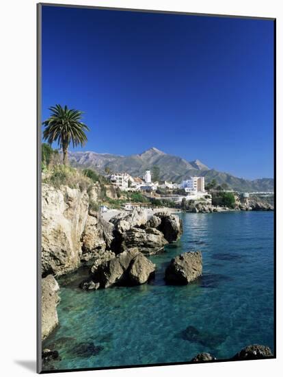 View Along Rock Coast to Town and Mountains, Nerja, Malaga, Andalucia, Spain, Mediterranean-Ruth Tomlinson-Mounted Photographic Print