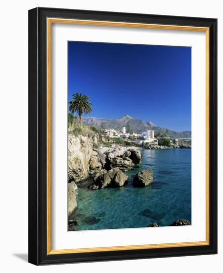 View Along Rock Coast to Town and Mountains, Nerja, Malaga, Andalucia, Spain, Mediterranean-Ruth Tomlinson-Framed Photographic Print