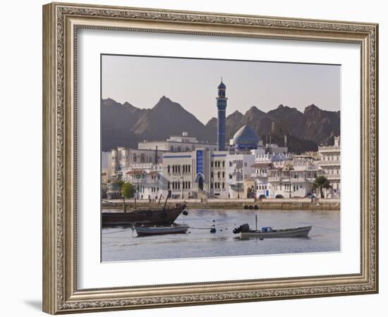 View Along the Corniche, Latticed Houses and Mutrah Mosque, Mutrah, Muscat, Oman, Middle East-Gavin Hellier-Framed Photographic Print