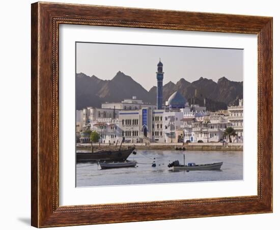 View Along the Corniche, Latticed Houses and Mutrah Mosque, Mutrah, Muscat, Oman, Middle East-Gavin Hellier-Framed Photographic Print