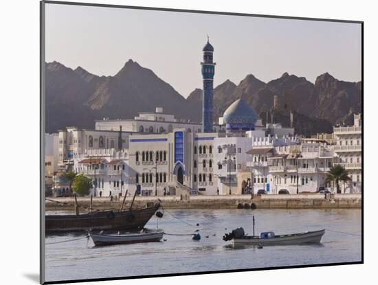 View Along the Corniche, Latticed Houses and Mutrah Mosque, Mutrah, Muscat, Oman, Middle East-Gavin Hellier-Mounted Photographic Print