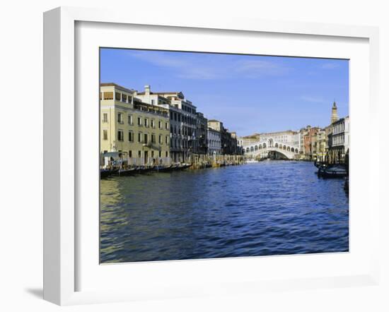 View Along the Grand Canal Towards the Rialto Bridge, Veneto, Italy-Lee Frost-Framed Photographic Print