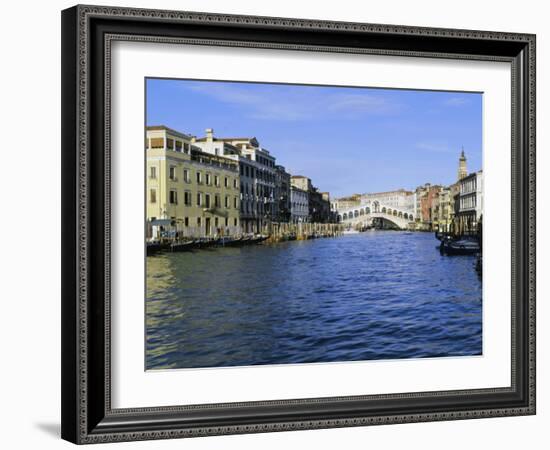 View Along the Grand Canal Towards the Rialto Bridge, Veneto, Italy-Lee Frost-Framed Photographic Print