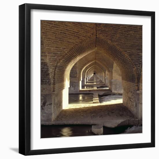 View Along the Inside of the Khaju Bridge Dam, Safavid Period-null-Framed Giclee Print