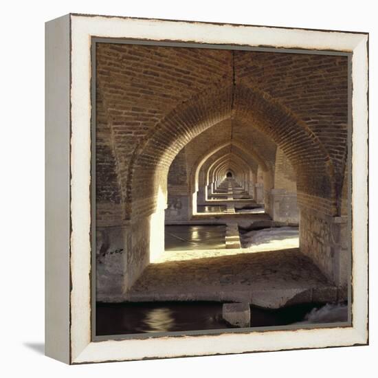 View Along the Inside of the Khaju Bridge Dam, Safavid Period-null-Framed Premier Image Canvas