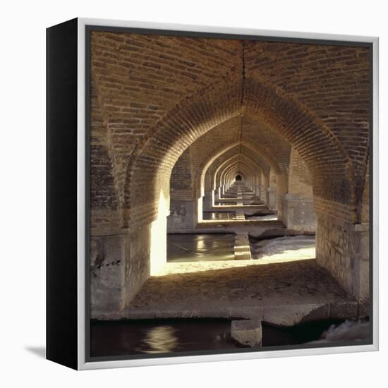 View Along the Inside of the Khaju Bridge Dam, Safavid Period-null-Framed Premier Image Canvas