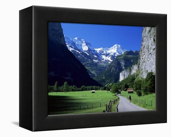 View Along Valley to the Breithorn, Lauterbrunnen, Bern, Switzerland-Ruth Tomlinson-Framed Premier Image Canvas