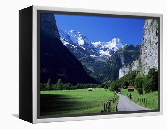 View Along Valley to the Breithorn, Lauterbrunnen, Bern, Switzerland-Ruth Tomlinson-Framed Premier Image Canvas