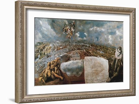 View and Map of the Town of Toledo, C. 1610-14-El Greco-Framed Giclee Print