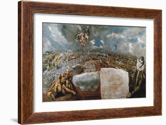 View and Map of the Town of Toledo, C. 1610-14-El Greco-Framed Giclee Print