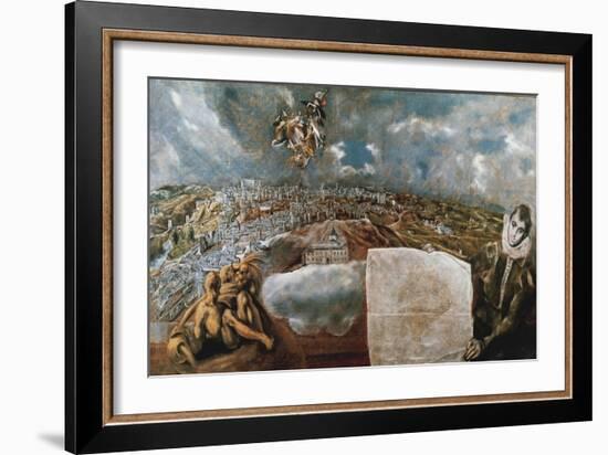 View and Map of the Town of Toledo, C. 1610-14-El Greco-Framed Giclee Print