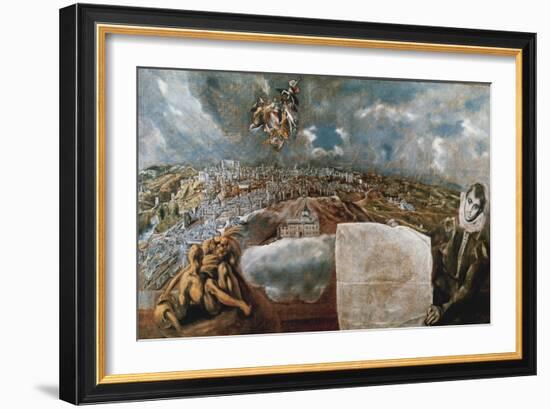 View and Map of the Town of Toledo, C. 1610-14-El Greco-Framed Giclee Print