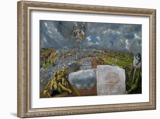 View and Map of Toledo-El Greco-Framed Giclee Print