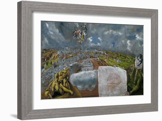 View and Map of Toledo-El Greco-Framed Giclee Print