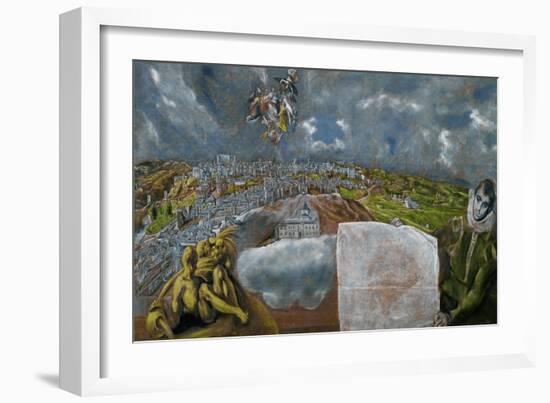 View and Map of Toledo-El Greco-Framed Giclee Print