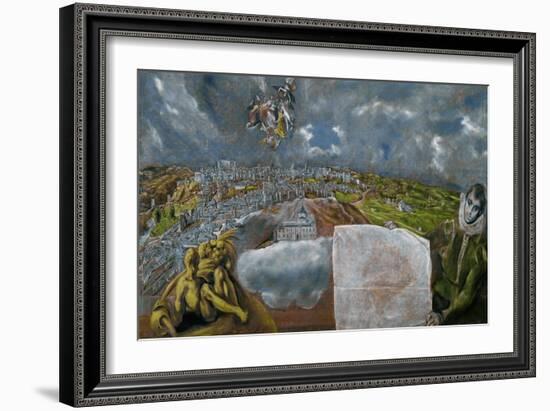 View and Map of Toledo-El Greco-Framed Giclee Print