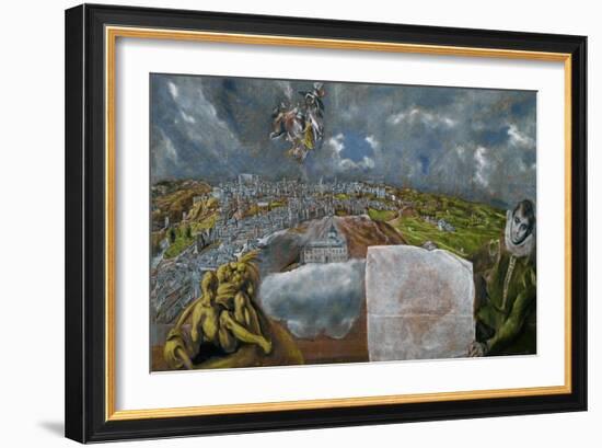 View and Map of Toledo-El Greco-Framed Giclee Print