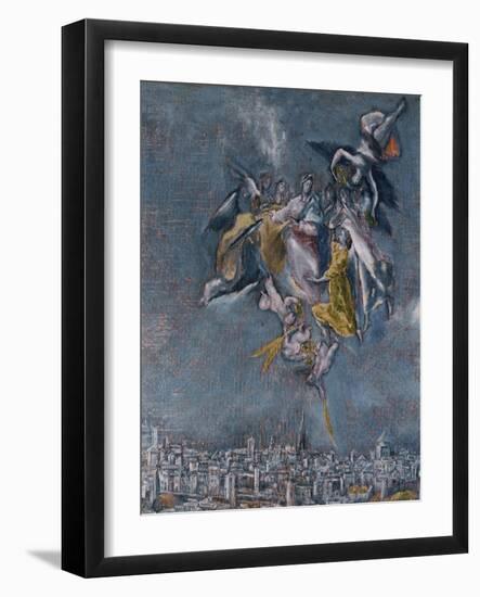 View and Map of Toledo-El Greco-Framed Giclee Print