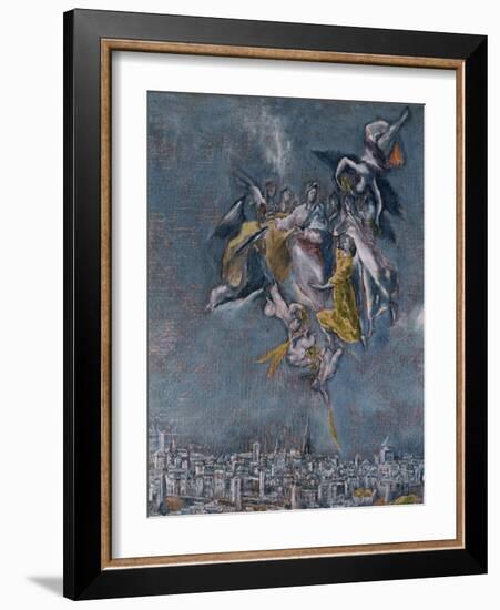 View and Map of Toledo-El Greco-Framed Giclee Print