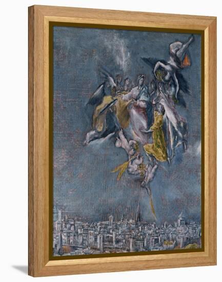 View and Map of Toledo-El Greco-Framed Premier Image Canvas