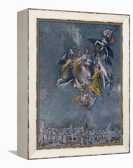 View and Map of Toledo-El Greco-Framed Premier Image Canvas