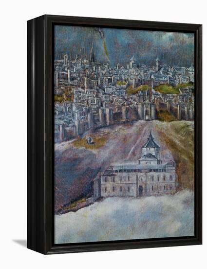 View and Map of Toledo-El Greco-Framed Premier Image Canvas