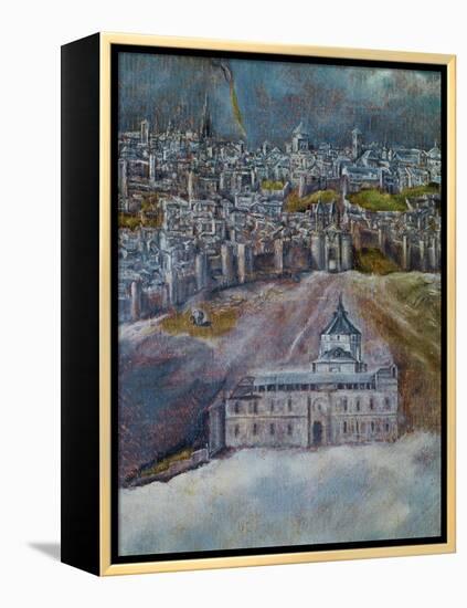 View and Map of Toledo-El Greco-Framed Premier Image Canvas