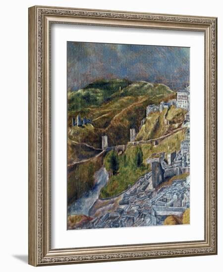 View and Map of Toledo-El Greco-Framed Giclee Print