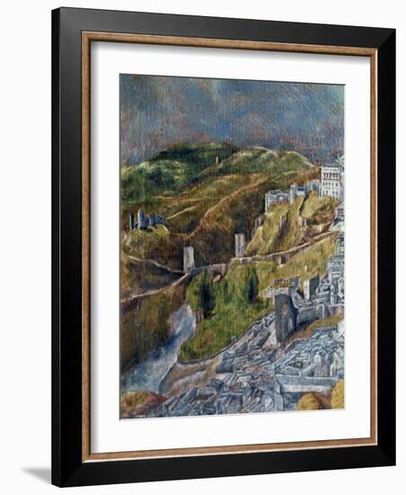 View and Map of Toledo-El Greco-Framed Giclee Print