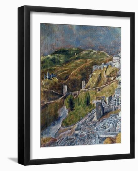 View and Map of Toledo-El Greco-Framed Giclee Print