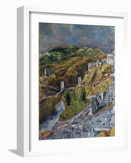 View and Map of Toledo-El Greco-Framed Giclee Print