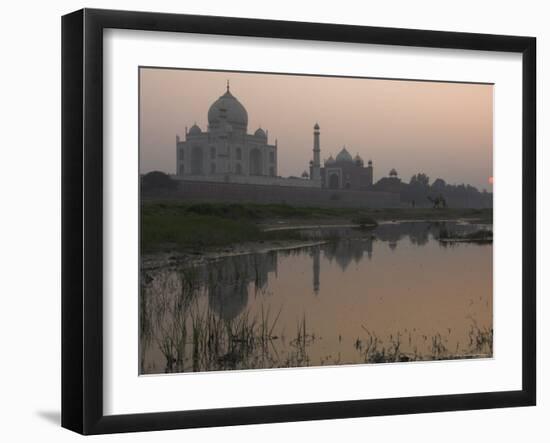 View at Dusk Across the Yamuna River of the Taj Mahal, Agra, Uttar Pradesh State, India-Eitan Simanor-Framed Photographic Print