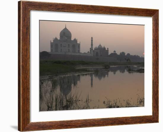 View at Dusk Across the Yamuna River of the Taj Mahal, Agra, Uttar Pradesh State, India-Eitan Simanor-Framed Photographic Print