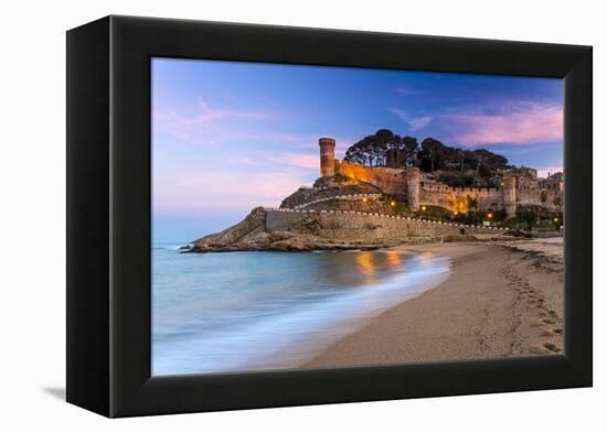 View at Dusk of Vila Vella, the Medieval Old Town of Tossa Del Mar, Costa Brava, Catalonia, Spain-Stefano Politi Markovina-Framed Premier Image Canvas